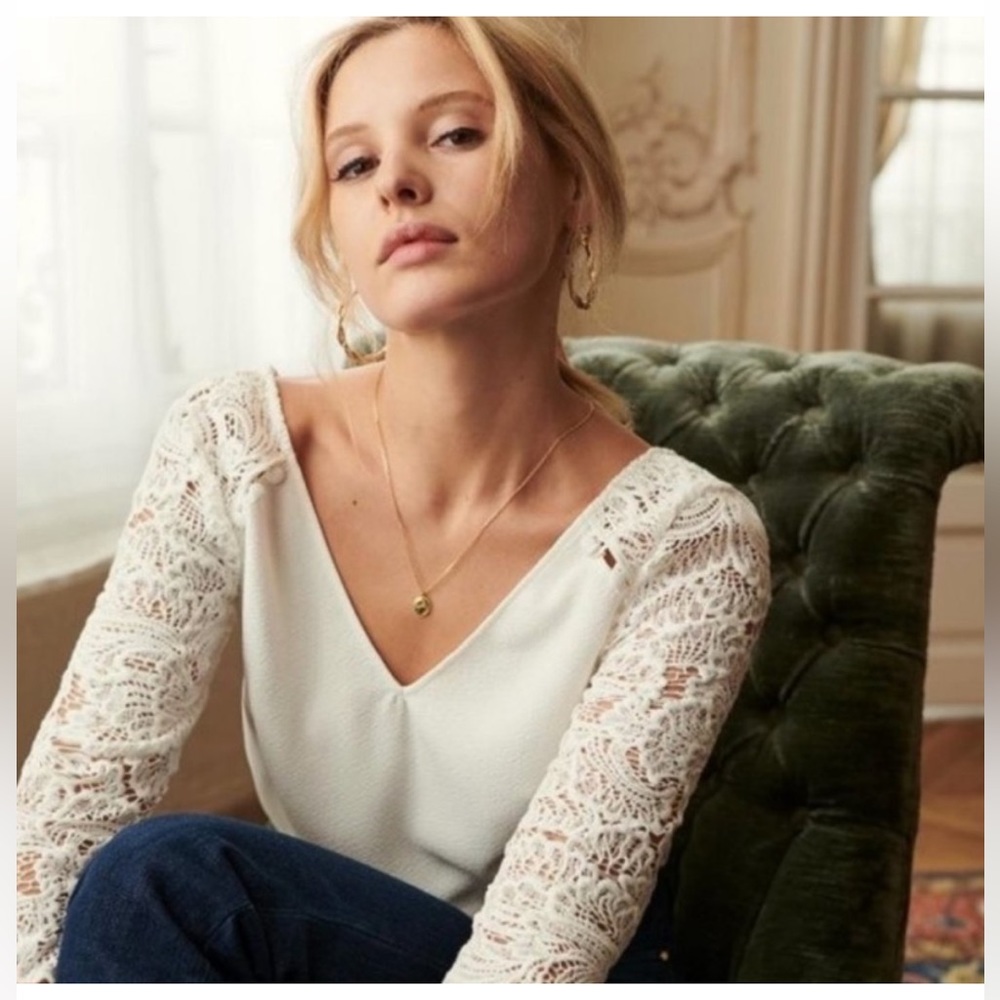 Sezane Claudia Top Cotton Lace 36 or US 4